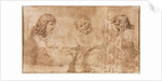 Three Heads and Other Sketches, 1643-1644 by Nicolas Poussin