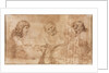 Three Heads and Other Sketches, 1643-1644 by Nicolas Poussin