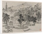 Twelve Views of Tiger Hill, Suzhou: Distant View of Tiger Hill from the Canal Mooring, after 1490 by Shen Zhou