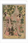 Two Girls and Child on Temple Bridge, 1787-1867 by Kikugawa Eizan