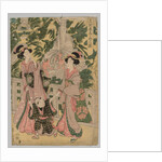 Two Girls and Child on Temple Bridge, 1787-1867 by Kikugawa Eizan
