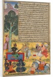 Vabhruvahana Approaches Arjuna, page from the Khan Khanan's Razm-nama, c. 1610 - 1617 by Sur Das Gujarati