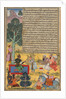 Vabhruvahana Approaches Arjuna, page from the Khan Khanan's Razm-nama, c. 1610 - 1617 by Sur Das Gujarati