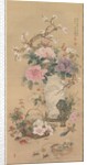 Vase of Flowers with Grasshopper, Marine Life, and Garden Rock, late 1800s by Okabe Ko