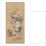 Vase of Flowers with Grasshopper, Marine Life, and Garden Rock, late 1800s by Okabe Ko