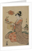 Woman Holding a Wooden Cup Stand Decorated with Chrysanthemums…, mid 1790s by Ch?bunsai Eishi