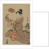 Woman Holding a Wooden Cup Stand Decorated with Chrysanthemums…, mid 1790s by Ch?bunsai Eishi