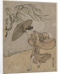 Woman Running Past a Willow Tree in a Breeze, 1766 or 1767 by Suzuki Harunobu