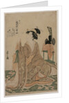 Young Woman Kneeling by a Stand with a Ceremonial Cap…, mid 1790s by Ch?bunsai Eishi