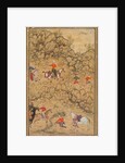 Hunting with falcons in a landscape; Verso: Calligraphy of Chaghatai Turkish poems…, c. 1558-60 by Abd al-Samad (attributed to)
