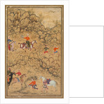 Hunting with falcons in a landscape; Verso: Calligraphy of Chaghatai Turkish poems…, c. 1558-60 by Abd al-Samad (attributed to)