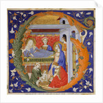 Manuscript Illumination with the Birth of the Virgin in an Initial G, from a Gradual, ca. 1375 by Silvestro dei Gherarducci