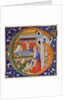 Manuscript Illumination with the Birth of the Virgin in an Initial G, from a Gradual, ca. 1375 by Silvestro dei Gherarducci