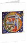Manuscript Illumination with the Birth of the Virgin in an Initial G, from a Gradual, ca. 1375 by Silvestro dei Gherarducci