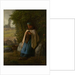 Shepherdess Seated on a Rock, 1856 by Jean Francois Millet