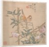 Two Birds Perched on a Flowering Rose Bush, late 19th century by Ren Yi