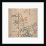Two Birds Perched on a Flowering Rose Bush, late 19th century by Ren Yi