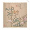 Two Birds Perched on a Flowering Rose Bush, late 19th century by Ren Yi
