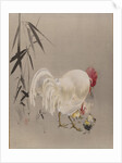 Rooster and Hen with Chicks, ca. 1887 by Watanabe Seitei