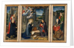 The Nativity with Donors and Saints Jerome and Leonard, ca. 1510-15 by Gerard David