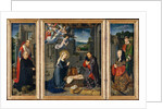 The Nativity with Donors and Saints Jerome and Leonard, ca. 1510-15 by Gerard David