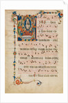 Manuscript Leaf with the Assumption of the Virgin in an Initial V, from an Antiphonary, ca. 1340 by Niccolò di ser Sozzo