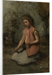 Girl Weaving a Garland, 1860-65 by Jean-Baptiste-Camille Corot