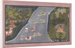 Radha Crosses a River to Interview a Hindu Sage, ca. 1820 by Chokha