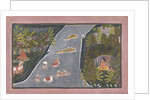 Radha Crosses a River to Interview a Hindu Sage, ca. 1820 by Chokha