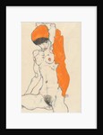 Standing Nude with Orange Drapery: Study of Nude with Arms Raised, 1914 by Egon Schiele