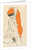 Standing Nude with Orange Drapery: Study of Nude with Arms Raised, 1914 by Egon Schiele