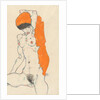 Standing Nude with Orange Drapery: Study of Nude with Arms Raised, 1914 by Egon Schiele