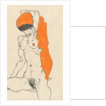 Standing Nude with Orange Drapery: Study of Nude with Arms Raised, 1914 by Egon Schiele