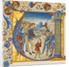 Manuscript Illumination with Joseph Sold by His Brothers in an Initial V…, ca. 1490 by Giovanni Pietro da Cemmo