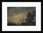 Harbor Scene with a Grotto and Fishermen Hauling in Nets by Unknown