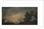 Harbor Scene with a Grotto and Fishermen Hauling in Nets by Unknown