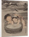 Two Children Playing with Goldfish, ca. 1887 by Kawanabe Kyosai