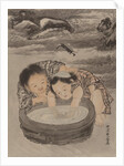 Two Children Playing with Goldfish, ca. 1887 by Kawanabe Kyosai
