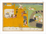 The Monkey Leader Angada Steals Ravana's Crown from His Fortress…, ca. 1725 by Manaku