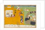 The Monkey Leader Angada Steals Ravana's Crown from His Fortress…, ca. 1725 by Manaku