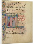 Manuscript Leaf with the Dedication of a Church in an Initial T, from a Gradual, 2nd half 15th cent by Mariano del Buono