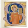 Manuscript Illumination with Saint Stephen in an Initial S, from an Antiphonary, ca. 1410-20 by Master of the Brussels Initials