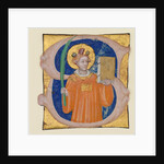 Manuscript Illumination with Saint Stephen in an Initial S, from an Antiphonary, ca. 1410-20 by Master of the Brussels Initials