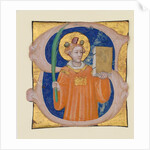 Manuscript Illumination with Saint Stephen in an Initial S, from an Antiphonary, ca. 1410-20 by Master of the Brussels Initials