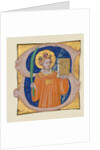 Manuscript Illumination with Saint Stephen in an Initial S, from an Antiphonary, ca. 1410-20 by Master of the Brussels Initials