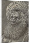 Head of a Bearded Man Wearing a Turban; Latin script, ca. 1510 by Master of the Death of Absalom