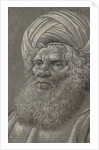 Head of a Bearded Man Wearing a Turban; Latin script, ca. 1510 by Master of the Death of Absalom