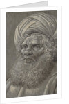 Head of a Bearded Man Wearing a Turban; Latin script, ca. 1510 by Master of the Death of Absalom