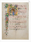 Manuscript Leaf with the Nativity in an Initial H, from an Antiphonary, second half 15th century by Master of the Riccardiana Lactantius