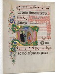 Manuscript Leaf with Saint Benedict Resuscitating a Boy in an Initial D…, second half 15th century by Master of the Riccardiana Lactantius